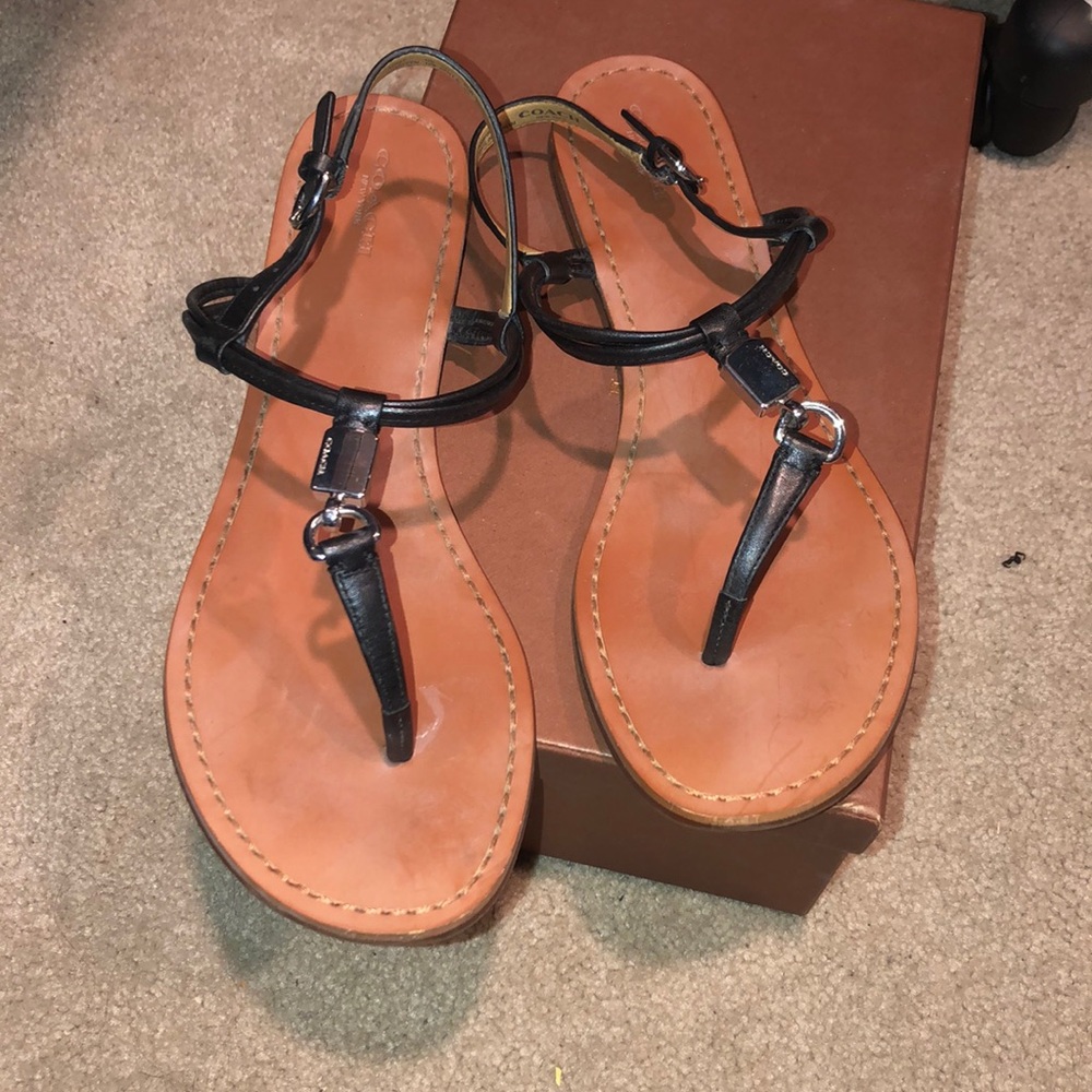 Coach sandals black with silver detailing